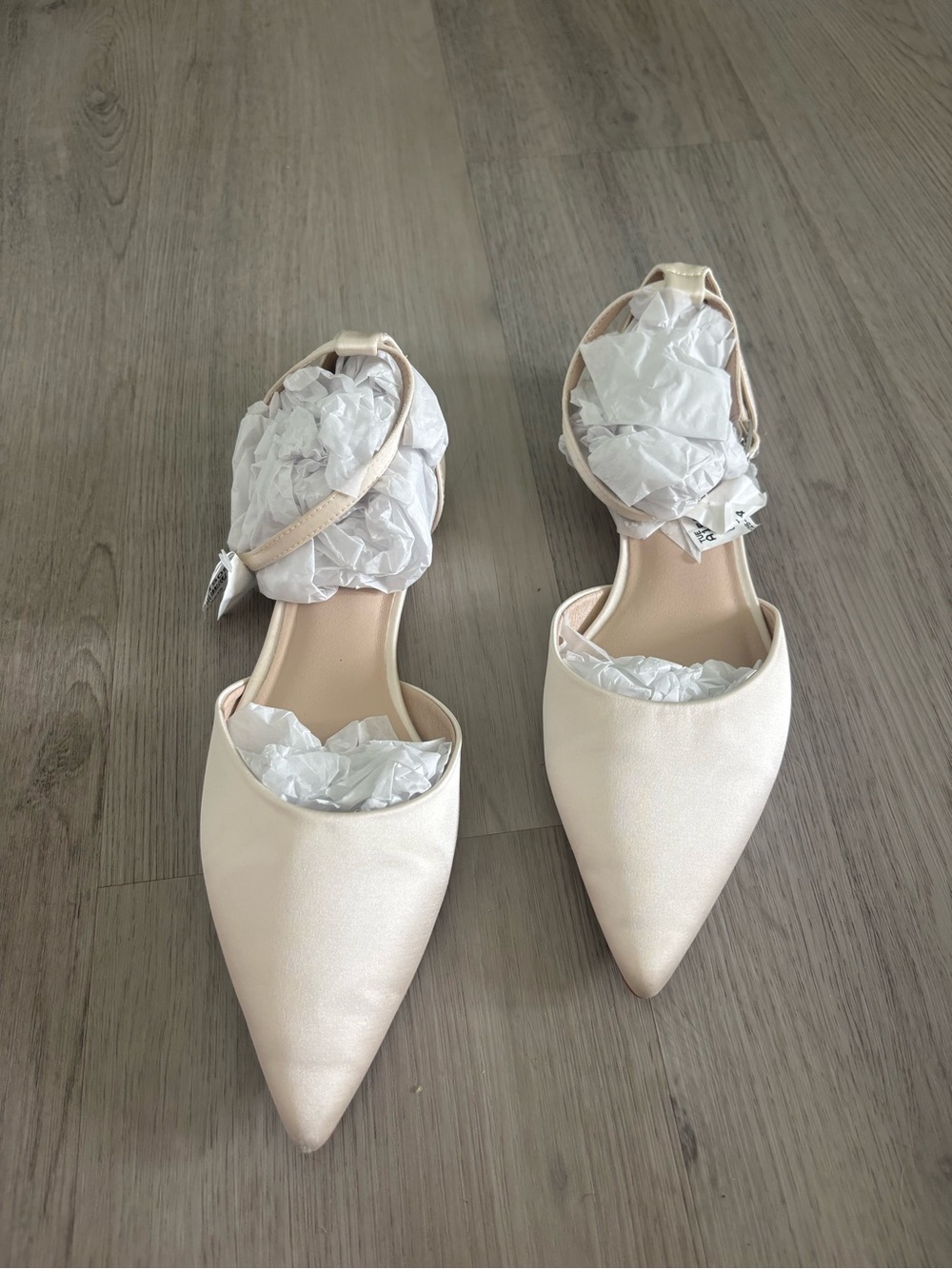Women's Pointed-Toe Ankle-Strap Flats in Ivory for wedding day